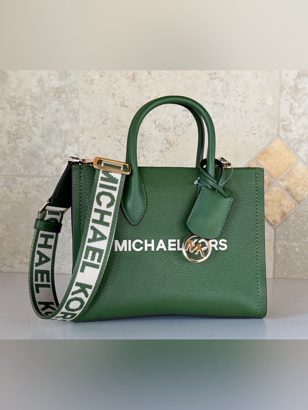 Michael Kors Mirella Small Leather Top Zip Shopper Tote Bag